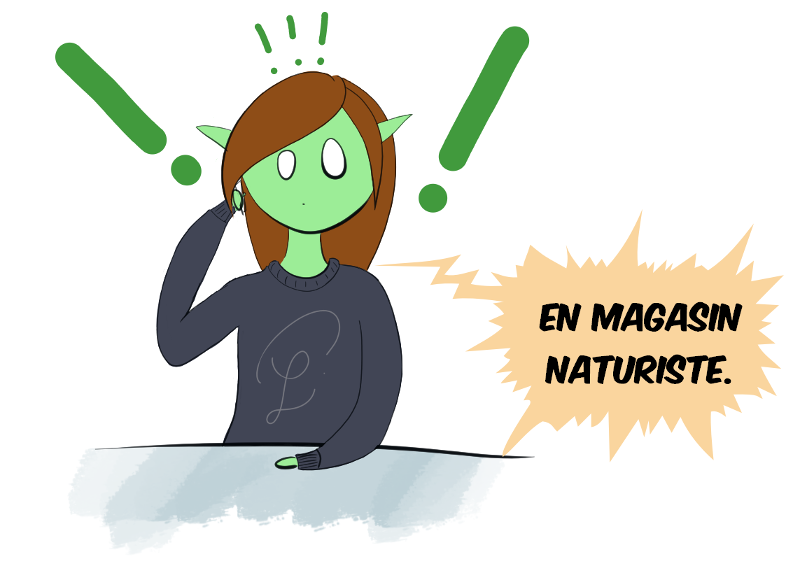 Ce à quoi la mamie répond tout natuellement "en magasin naturiste". Petit Lutin est très surprise de cette réponse !